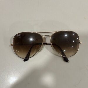 Ray-Ban Gold Frame Sunglasses with Brown Lenses